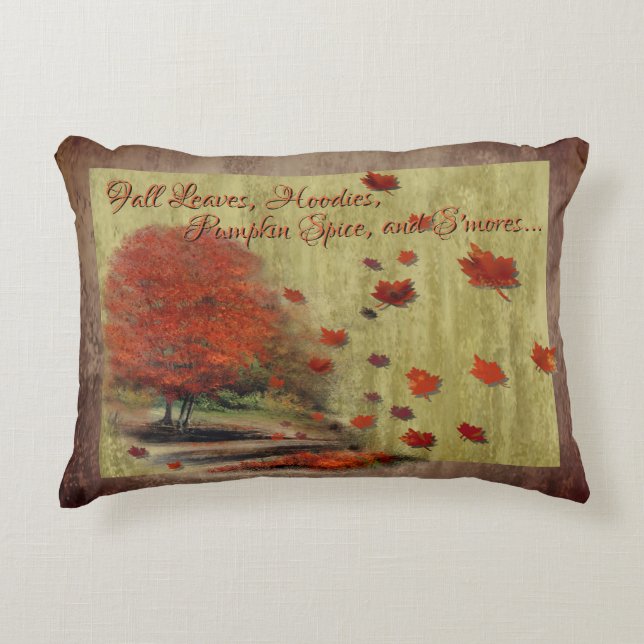Falling Leaves Landscape Decorative Cushion (Front)
