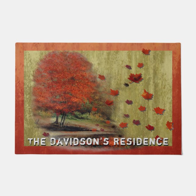 Falling Leaves Landscape Doormat (Front)