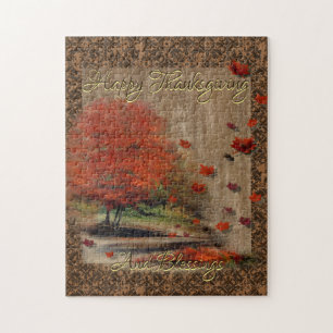 Falling Leaves Landscape Jigsaw Puzzle