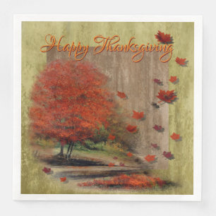 Falling Leaves Landscape Napkin