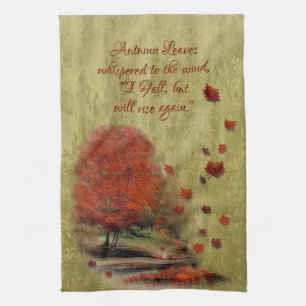 Falling Leaves Landscape Tea Towel