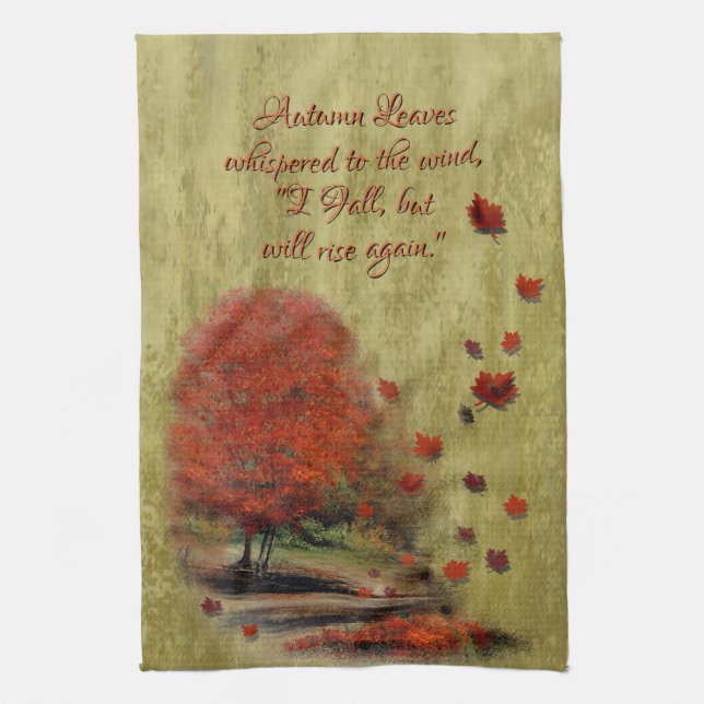 Falling Leaves Landscape Tea Towel (Vertical)