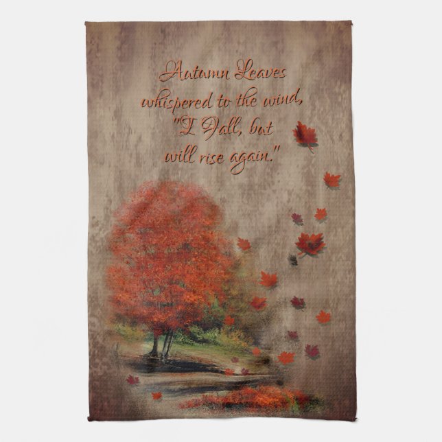 Falling Leaves Landscape Tea Towel (Vertical)