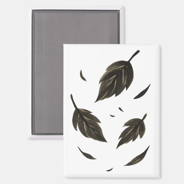 Falling Leaves – Minimalist Ink Nature on  Magnet (Front/Back)
