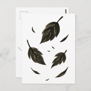 Falling Leaves – Minimalist Ink Nature on  Postcard