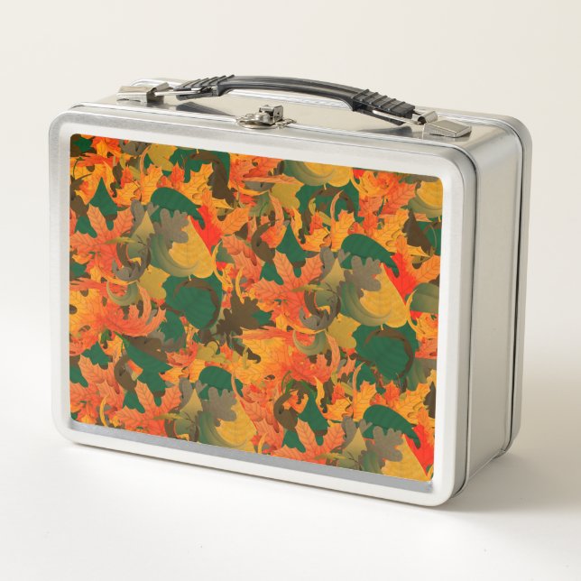 Falling Leaves Pattern for Autumn Metal Lunch Box (Front)