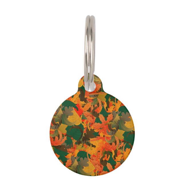 Falling Leaves Pattern for Autumn Pet Tag (Front)