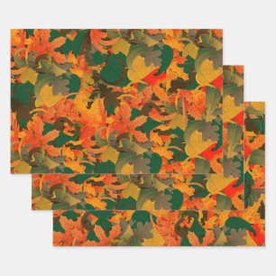 Falling Leaves Pattern for Autumn Wrapping Paper Sheet