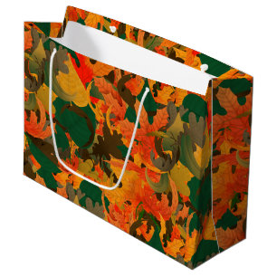 Falling Leaves Pattern for Autumnn Large Gift Bag