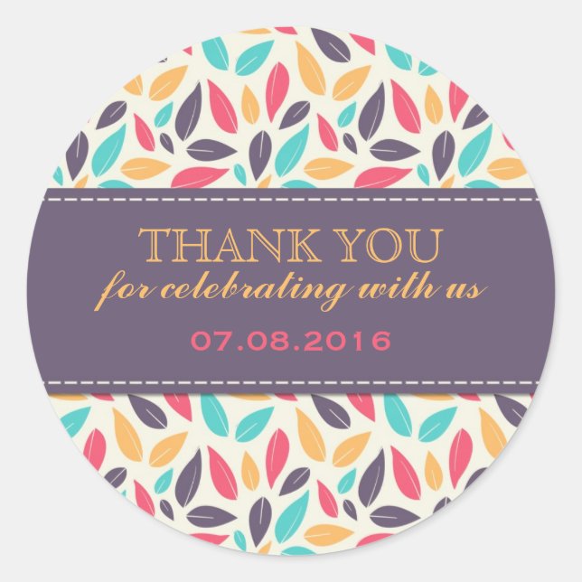 Falling Leaves Pattern Wedding Favour Stickers (Front)