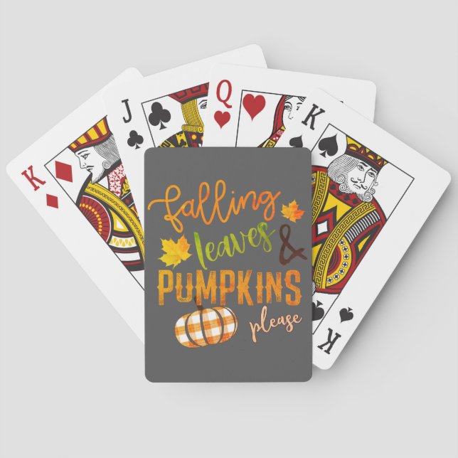 Falling Leaves & Pumpkins Please Thanksgiving Playing Cards (Back)