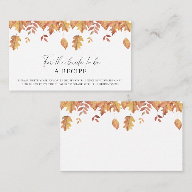 Falling leaves - Recipe for the bride to be Enclosure Card (Front/Back)