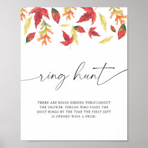 Falling leaves - ring hunt bridal shower game poster