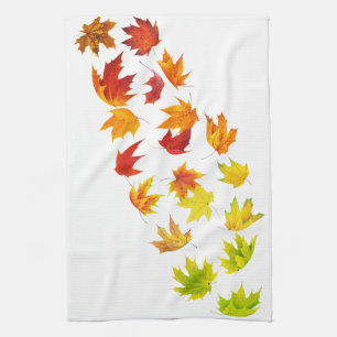 Falling leaves tea towel