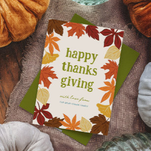 Falling Leaves Thanksgiving Holiday Card