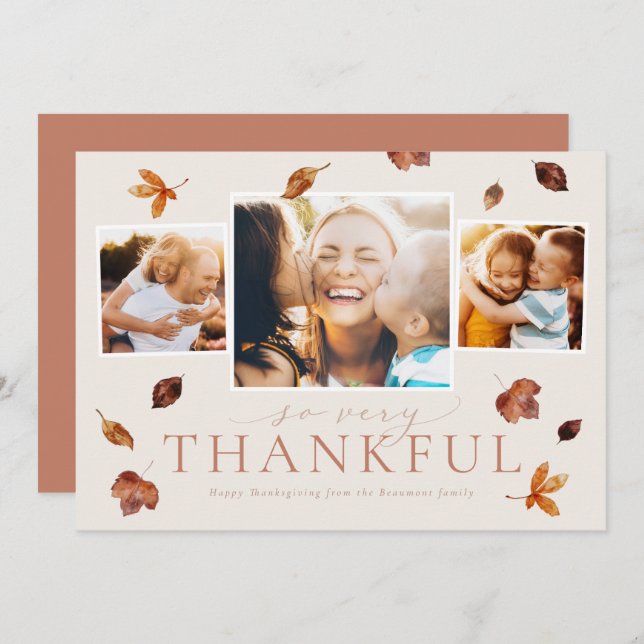 Falling Leaves Thanksgiving Photo Card (Front/Back)