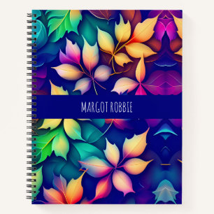 Falling leaves Violet Gradient Rainbow Pattern Notebook