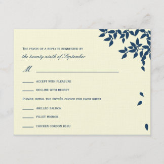 Falling Leaves Wedding RSVP/Response Cards (Navy)