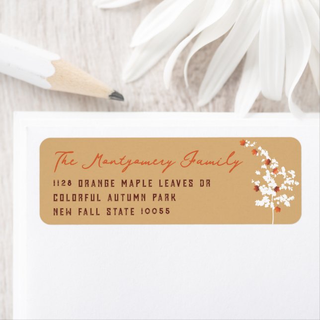 Falling Maple Leaves Autumn Tree Return Address (Insitu)