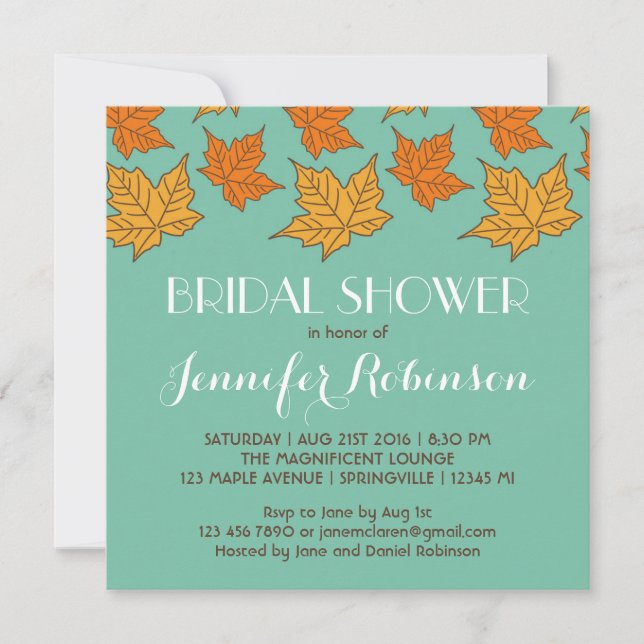 Falling Maple Leaves Bridal Shower Invitation (Front)
