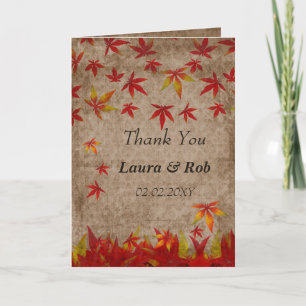 falling maple leaves wedding Thank You Card