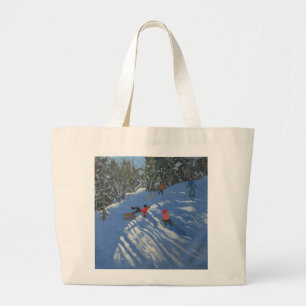 Falling off the Sledge Morzine Large Tote Bag