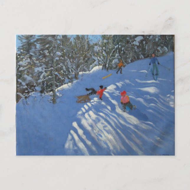 Falling off the Sledge Morzine Postcard (Front)
