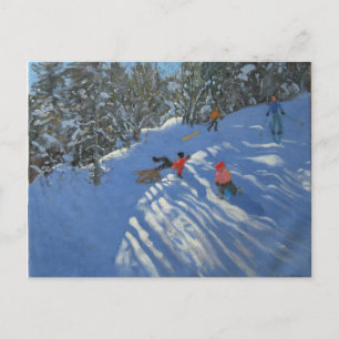 Falling off the Sledge Morzine Postcard