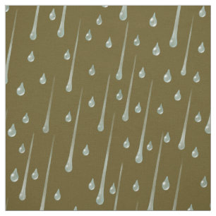 Falling Raindrops Cute Rainy Day Dark Sepia Fabric