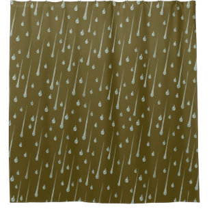 Falling Raindrops Cute Rainy Day Sepia Brown Shower Curtain