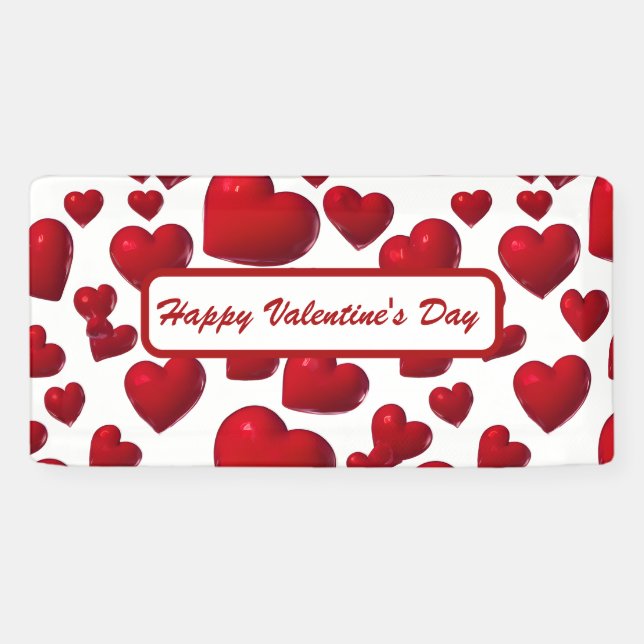 Falling Red Hearts Valentine Pattern Banner (Horizontal)