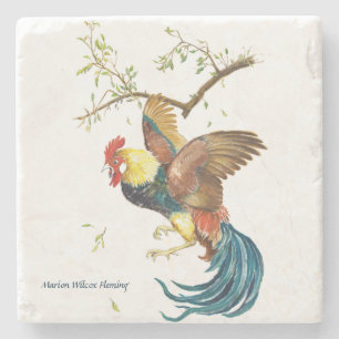 Falling Rooster Stone Coaster