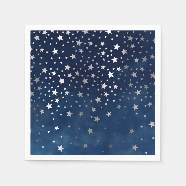 Falling Silver Stars Celestial Napkin (Front)