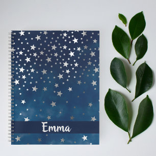 Falling Silver Stars Celestial Personalised Bullet Notebook