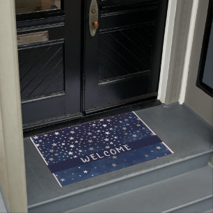 Falling Silver Stars Celestial Personalised Doormat