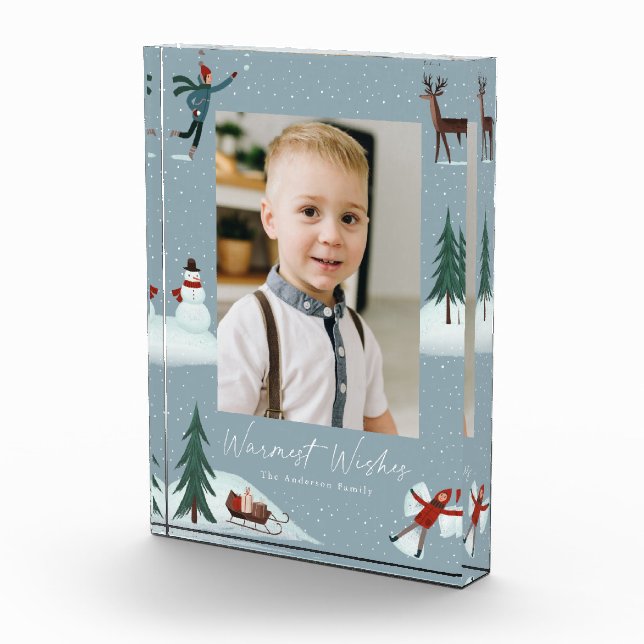 Falling Snow Whimsical Christmas  Photo Block (Right)