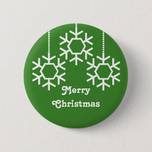 Falling Snowflakes Button, Bright Green 6 Cm Round Badge