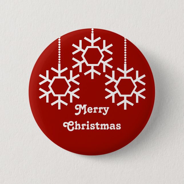 Falling Snowflakes Button, Dark Red 6 Cm Round Badge (Front)