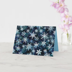 Falling Snowflakes Deep Blue Magical Winter Night Card