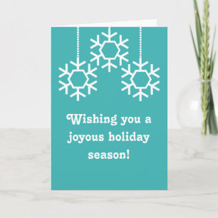 Falling Snowflakes Holiday Card, Turquoise Card