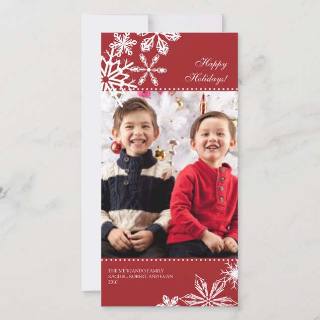 Falling Snowflakes Holiday Photo Card (Front)