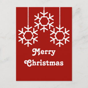 Falling Snowflakes Holiday Postcard, Dark Red Postcard