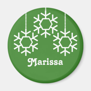 Falling Snowflakes Magnet, Bright Green Magnet