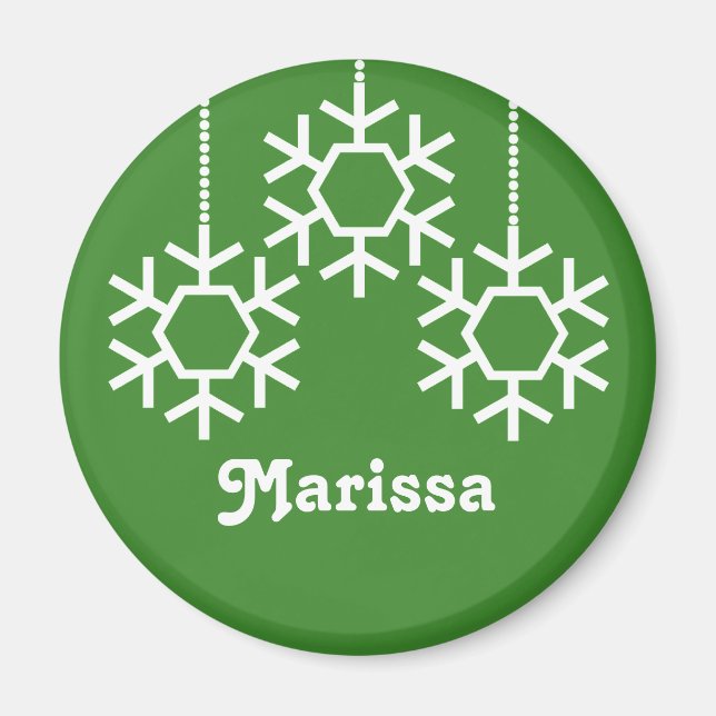 Falling Snowflakes Magnet, Bright Green Magnet (Front)