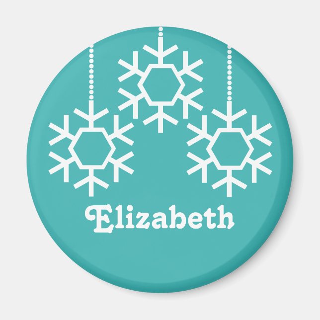 Falling Snowflakes Magnet, Turquoise Magnet (Front)
