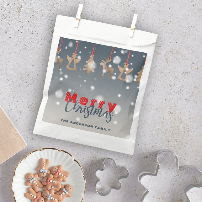 Falling Snowflakes Wooden Ornaments Christmas Favour Bags (Creator Uploaded)