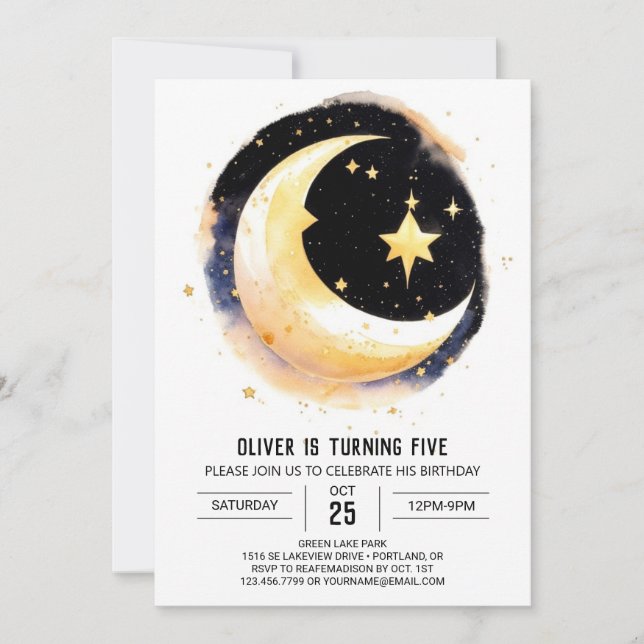 Falling Stars Cosmic Birthday Invitation (Front)