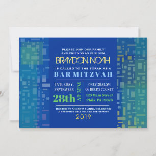 FALLING STARS & SQUARES Bar Bat Mitzvah Invitation