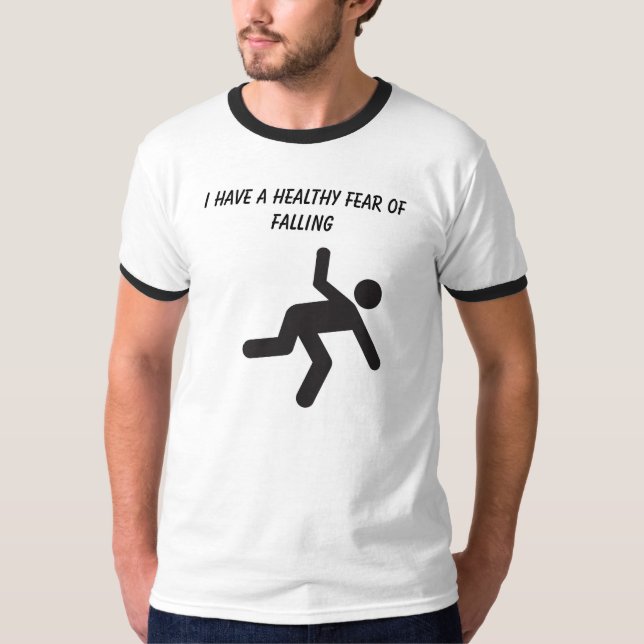 Falling Stick Man Afraid of Heights T-Shirt (Front)