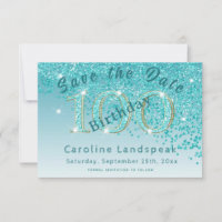 Falling Teal Blue Glitter for 100th Birthday
